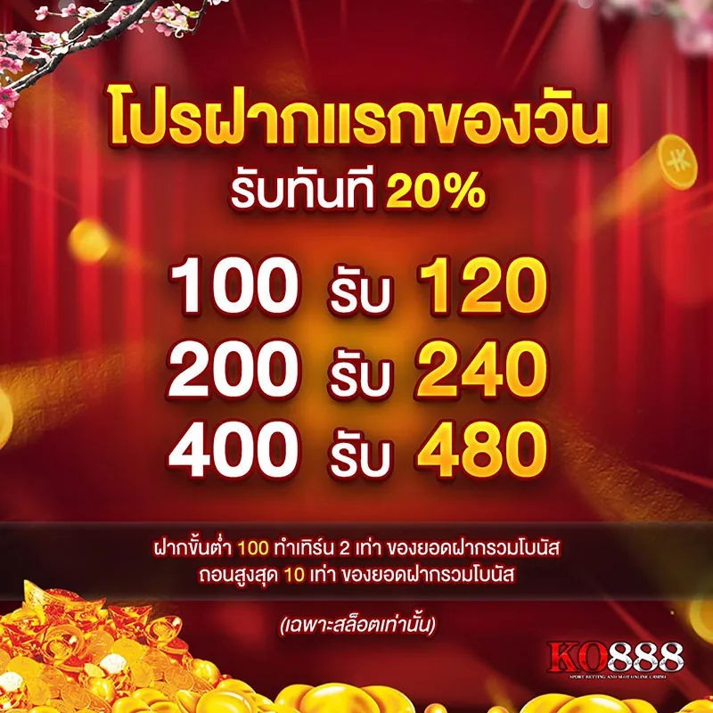 โปรฝากแรกของวัน 20%